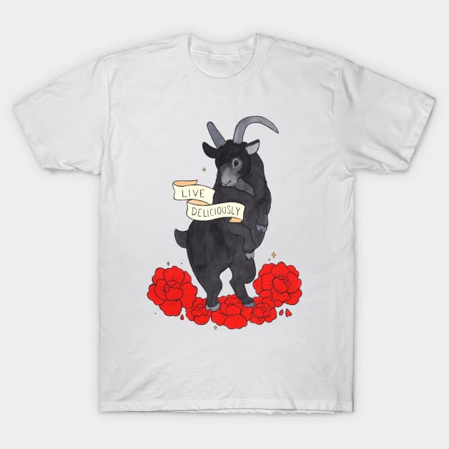 Black Phillip Live Deliciously T-Shirt by iamlunasol